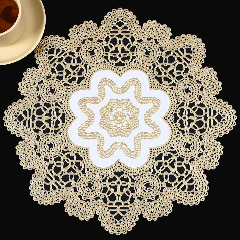 6PCS Golden Snowflakes Placemats Set of 6 for Dining Table Durable Golden Table